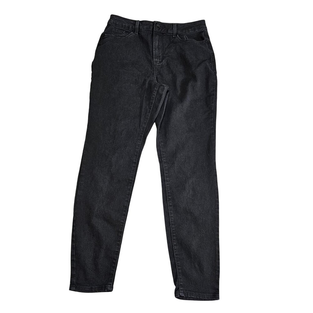 No Boundaries High Rise Straight Jeans Juniors 11 Black Dark Wash Stretch Denim